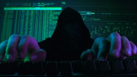 Anonymous Hacker Typing On A Keyboard Dim Lit Dark Future Of Technology Machine