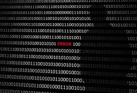 Anonymous hacker without face and error binary code background Illustrazione stock