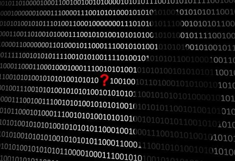 Anonymous hacker without face and question mark - binary code background Stock Illustration