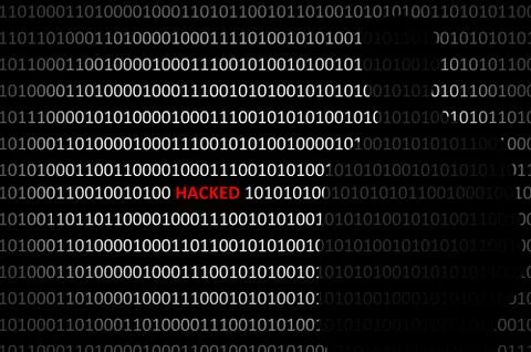 Anonymous hacker without face hacked personal computer - binary code backgrou Stock Illustration