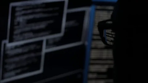 Anonymous Hacking Computer in the Dark Stock Footage 69107488