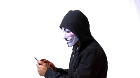 Anonymous hacking with smartphone 4k Stock Footage 63169801