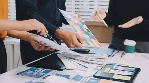 Anonymous hands of an accountant working with documents Stock Footage 333274842