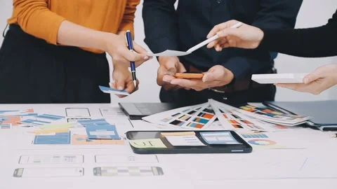 Anonymous hands of an accountant working with documents Stock Footage 333274846