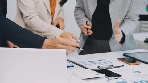 Anonymous hands of an accountant working with documents Stock Footage 333274849