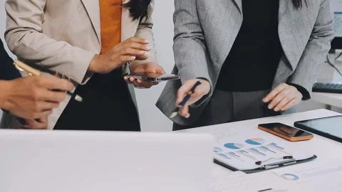 Anonymous hands of an accountant working with documents Stock Footage 333274850