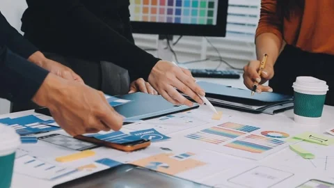 Anonymous hands of an accountant working with documents Stock Footage 333274856