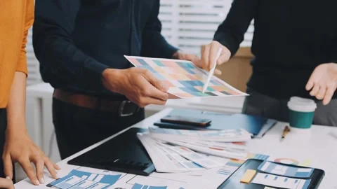 Anonymous hands of an accountant working with documents Stock Footage 333274858