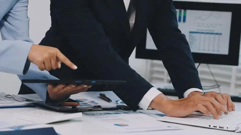 Anonymous hands of an accountant working with documents Stock Footage 333274880