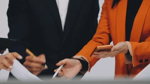 Anonymous hands of an accountant working with documents Stock Footage 333274886