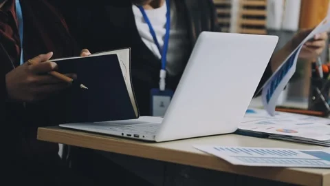 Anonymous hands of an accountant working with documents Stock Footage 333275029