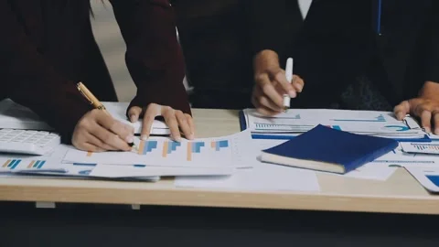 Anonymous hands of an accountant working with documents Stock Footage 333275111