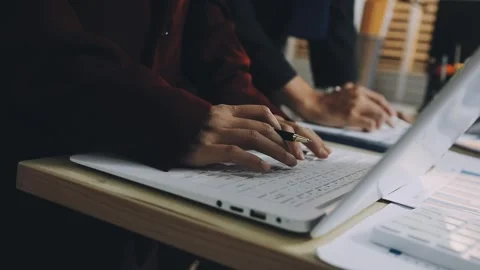 Anonymous hands of an accountant working with documents Stock Footage 333275112