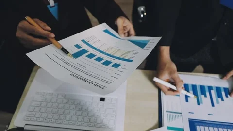 Anonymous hands of an accountant working with documents Stock Footage 333275123