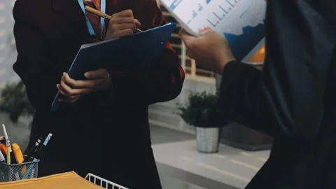 Anonymous hands of an accountant working with documents Stock Footage 333275212