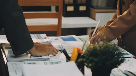 Anonymous hands of an accountant working with documents Stock Footage 333275223