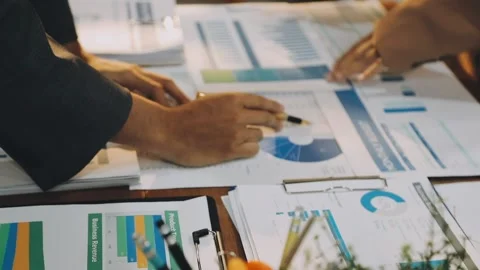 Anonymous hands of an accountant working with documents Stock Footage 333275252