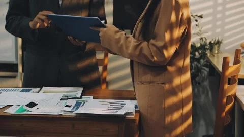 Anonymous hands of an accountant working with documents Stock Footage 333275281