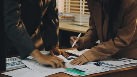 Anonymous hands of an accountant working with documents Stock Footage 333275289