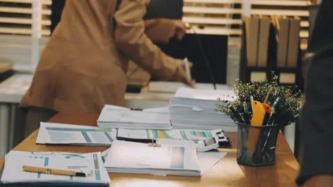 Anonymous hands of an accountant working with documents Stock Footage 333275339