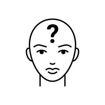 Anonymous, head with sign question, guess and think, line icon. Who person co Stock Illustration