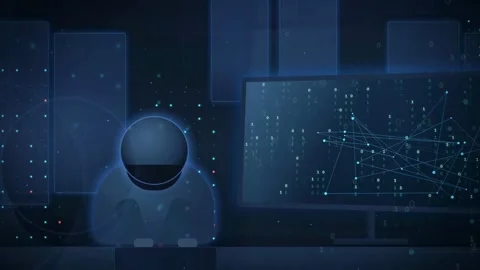 Anonymous Hooded Hacker Working on Computer Code in Dark Room 動画素材 341454557
