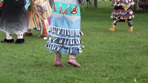 Anonymous Indigenous female dancing in Jingle Dress Stock Footage 246399485