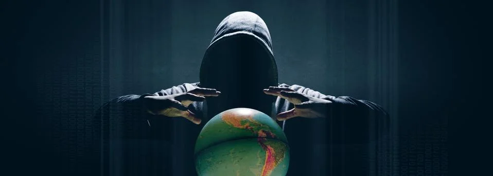 Anonymous internet hacker in front of computer. Web crime concept Stock-Fotos