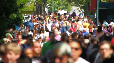 Anonymous Large Crowd Slow Motion Stock Footage 31824863