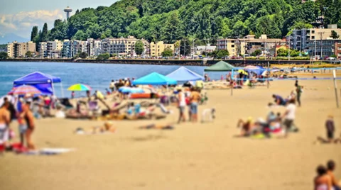 Anonymous Large Crowd Time Lapse Beach Stock Footage 31826179