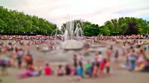 Anonymous Large Crowd Time Lapse Fountain Stock Footage 31826794