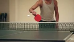 Man playing table tennis with robot auto, Stock Video