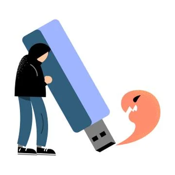 Anonymous man hacker stealing information and committing cyber crime Stock Illustration