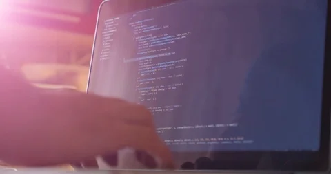 Anonymous man hands coding programming on screen laptop, development web Stock Footage 116677283