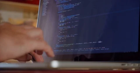 Anonymous man hands coding programming on screen laptop, development web Stock Footage 116677474