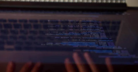Anonymous man hands coding programming on screen laptop, development web Stock Footage 116677900