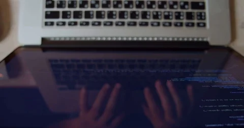 Anonymous man hands coding programming on screen laptop, development web Stock Footage 116678047