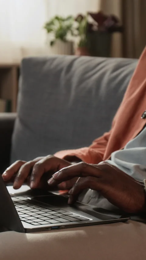 Anonymous Man Typing on Laptop Keyboard for Digital Business Stock Footage 345143538