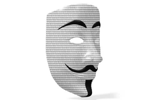 Anonymous mask with binary code - isolated on white background 库存插图