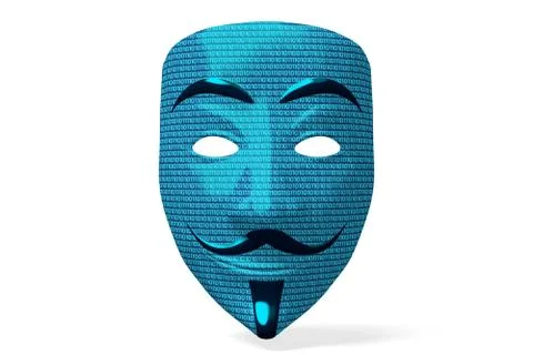 Anonymous mask with binary code - isolated on white background Stock Illustration