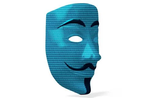 Anonymous mask with binary code - isolated on white background イラスト素材
