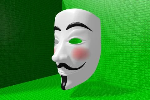 Anonymous mask, green binary code 스톡 일러스트