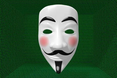 Anonymous mask, green binary code イラスト素材