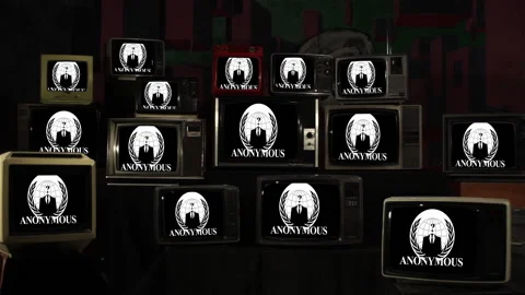 Anonymous Movement on Vintage Television Stack.  Stock Footage 138533320