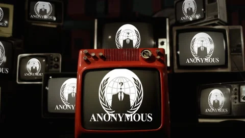 Anonymous Movement on Vintage Television Stack.  Stock Footage 138534076