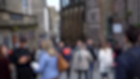 Anonymous Out of Focus Pedestrias Walking in Generic British City Stock Footage 119004864