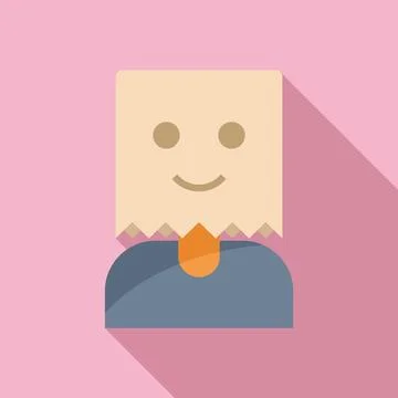 Anonymous packet face icon flat vector. Human customer job Stock Illustration