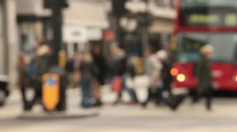Anonymous pedestrians, busy street, oxford street, london Stock Footage