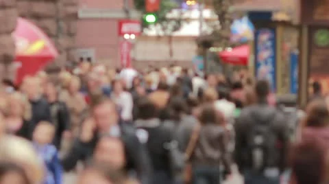 The ANONYMOUS people crowd in the city, EXTRA STRONG ZOOM Stock Footage
