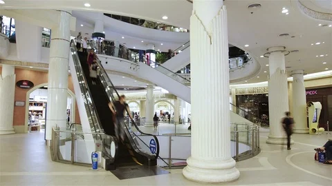 Anonymous People On Escalator Timelapse Stock Footage 98495474